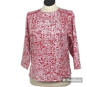 David Matthew Roll Tab 3/4 Sleeve’s Tunic Women’s Size 10 Multicolor Boat Neck